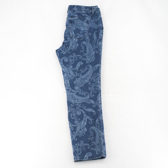 Charter Club Womens Plus Printed Straight Leg High Rise Tummy Control Jeans Blue - Picture 5 of 6